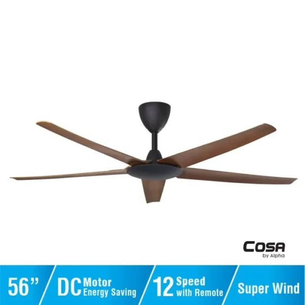 Alpha Cosa EX9 Ceiling Fan Walnut Matt Black